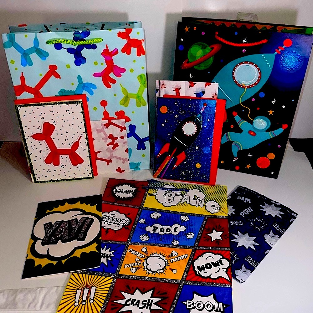GIFT BAG, CARD, & TISSUE SET
Set. $5 EACH or 2 /$7; 3/$8, 4/$9, 5/$10, 12/$20